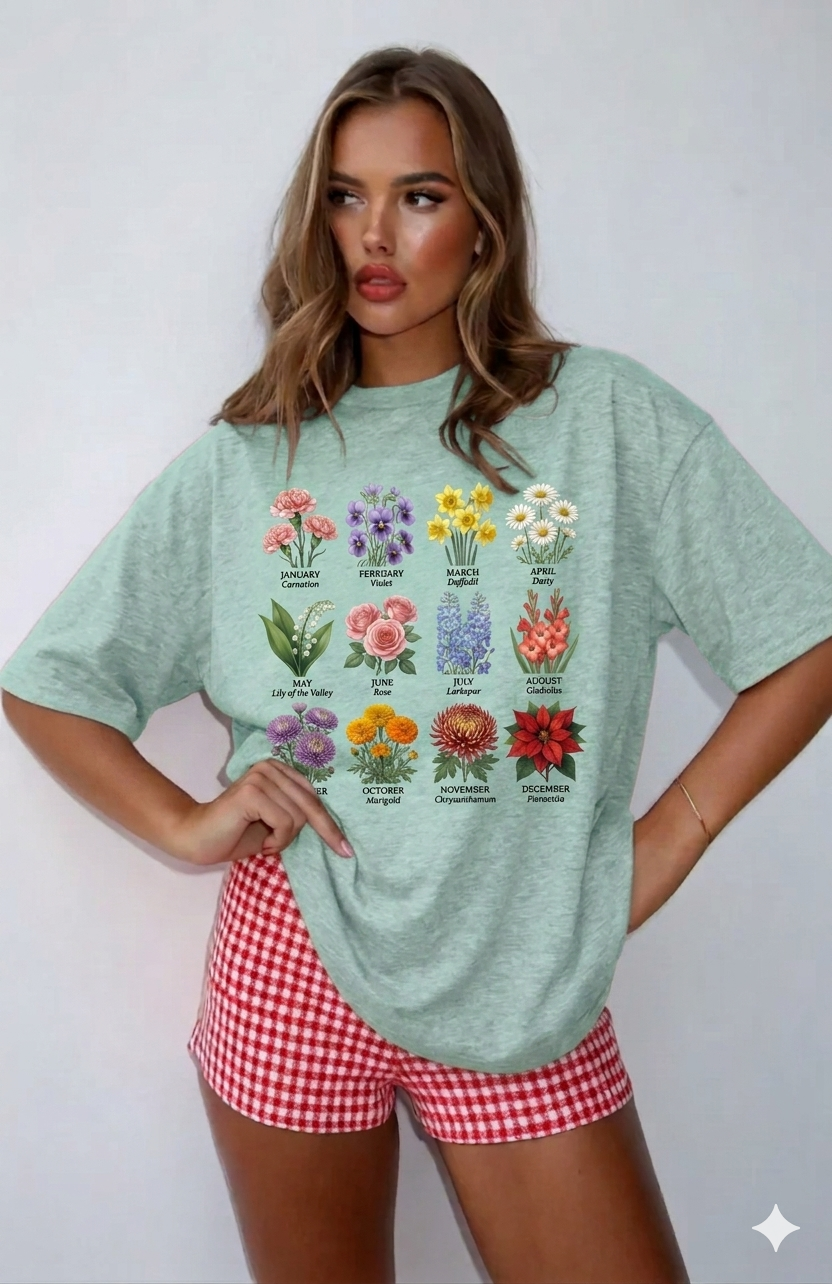 Vintage Botanical Flowers Chart T-Shirt — Floral Identification Tee