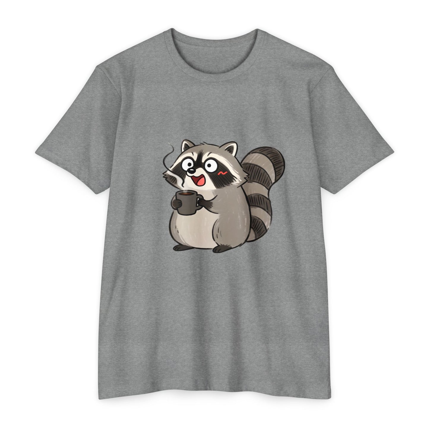 Cute Coffee Raccoon Cartoon T-Shirt — Cute Animal Graphic Tee