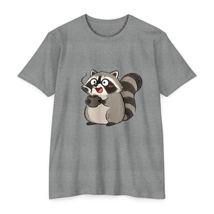 Cute Coffee Raccoon Cartoon T-Shirt — Cute Animal Graphic Tee