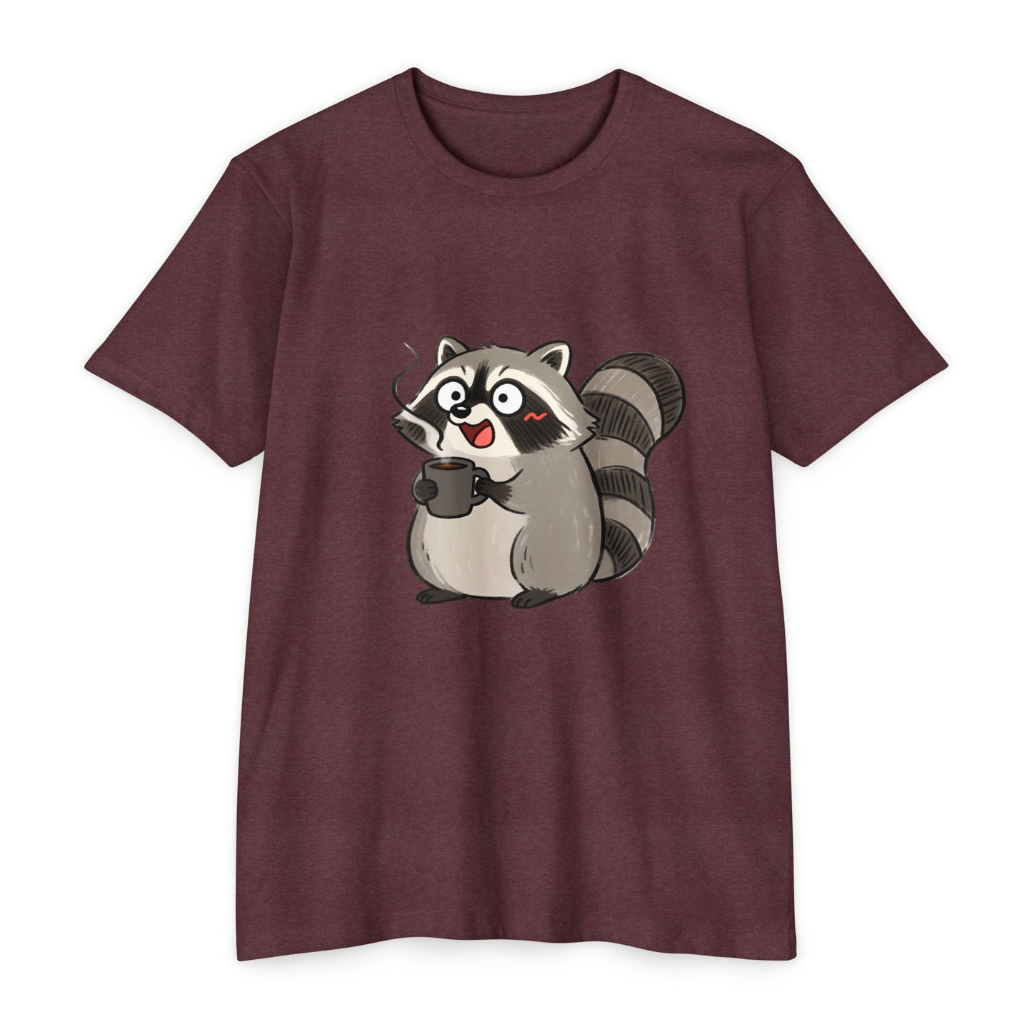 Cute Coffee Raccoon Cartoon T-Shirt — Cute Animal Graphic Tee