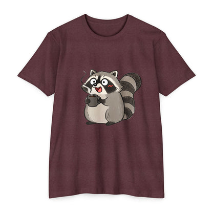 Cute Coffee Raccoon Cartoon T-Shirt — Cute Animal Graphic Tee