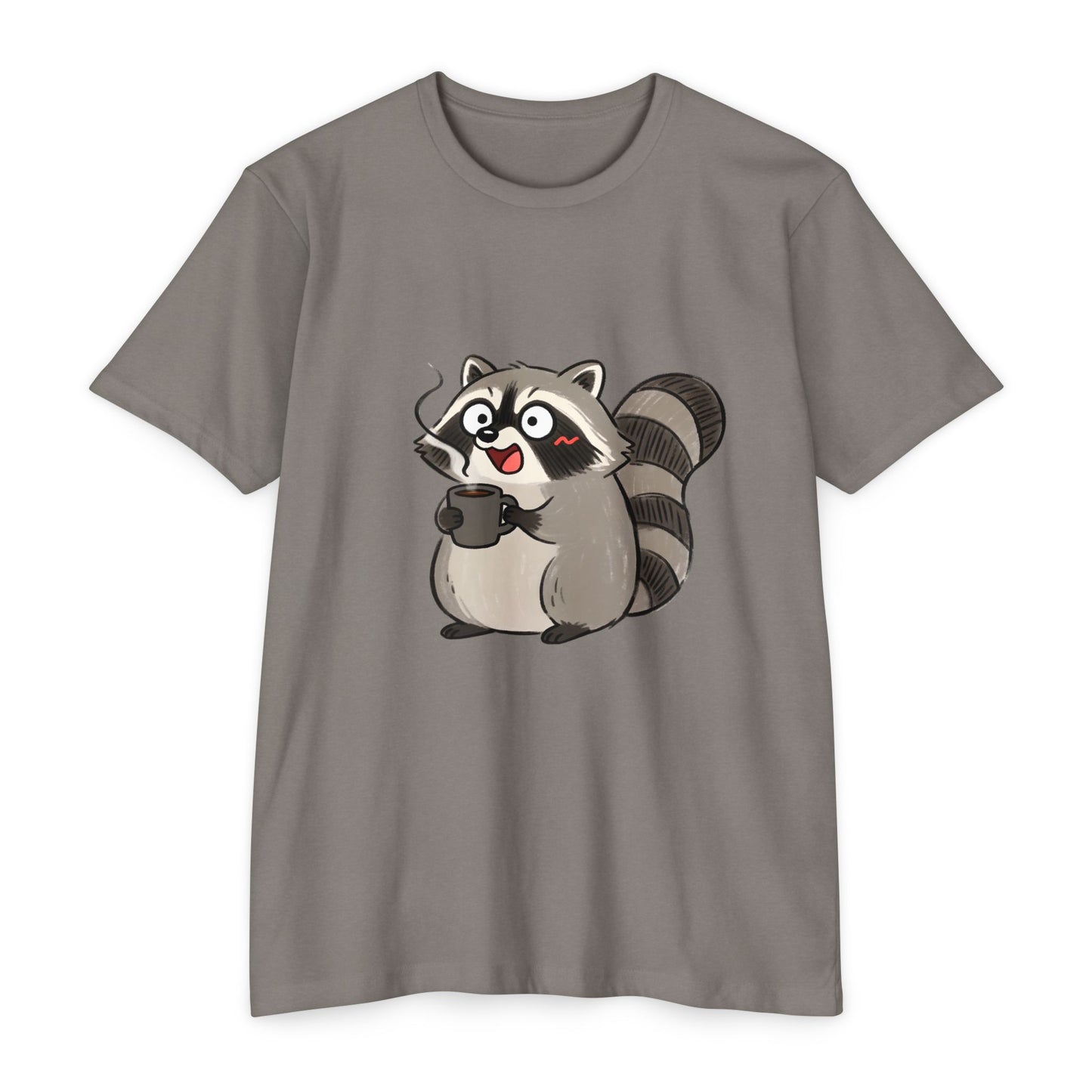 Cute Coffee Raccoon Cartoon T-Shirt — Cute Animal Graphic Tee