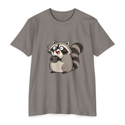 Cute Coffee Raccoon Cartoon T-Shirt — Cute Animal Graphic Tee
