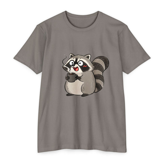 Cute Coffee Raccoon Cartoon T-Shirt — Cute Animal Graphic Tee