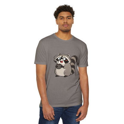 Cute Coffee Raccoon Cartoon T-Shirt — Cute Animal Graphic Tee