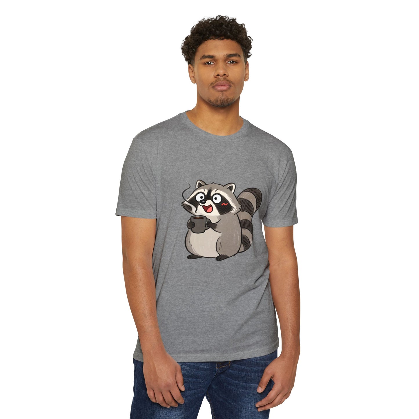Cute Coffee Raccoon Cartoon T-Shirt — Cute Animal Graphic Tee