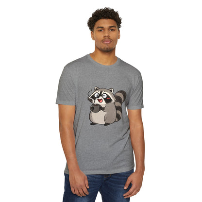 Cute Coffee Raccoon Cartoon T-Shirt — Cute Animal Graphic Tee
