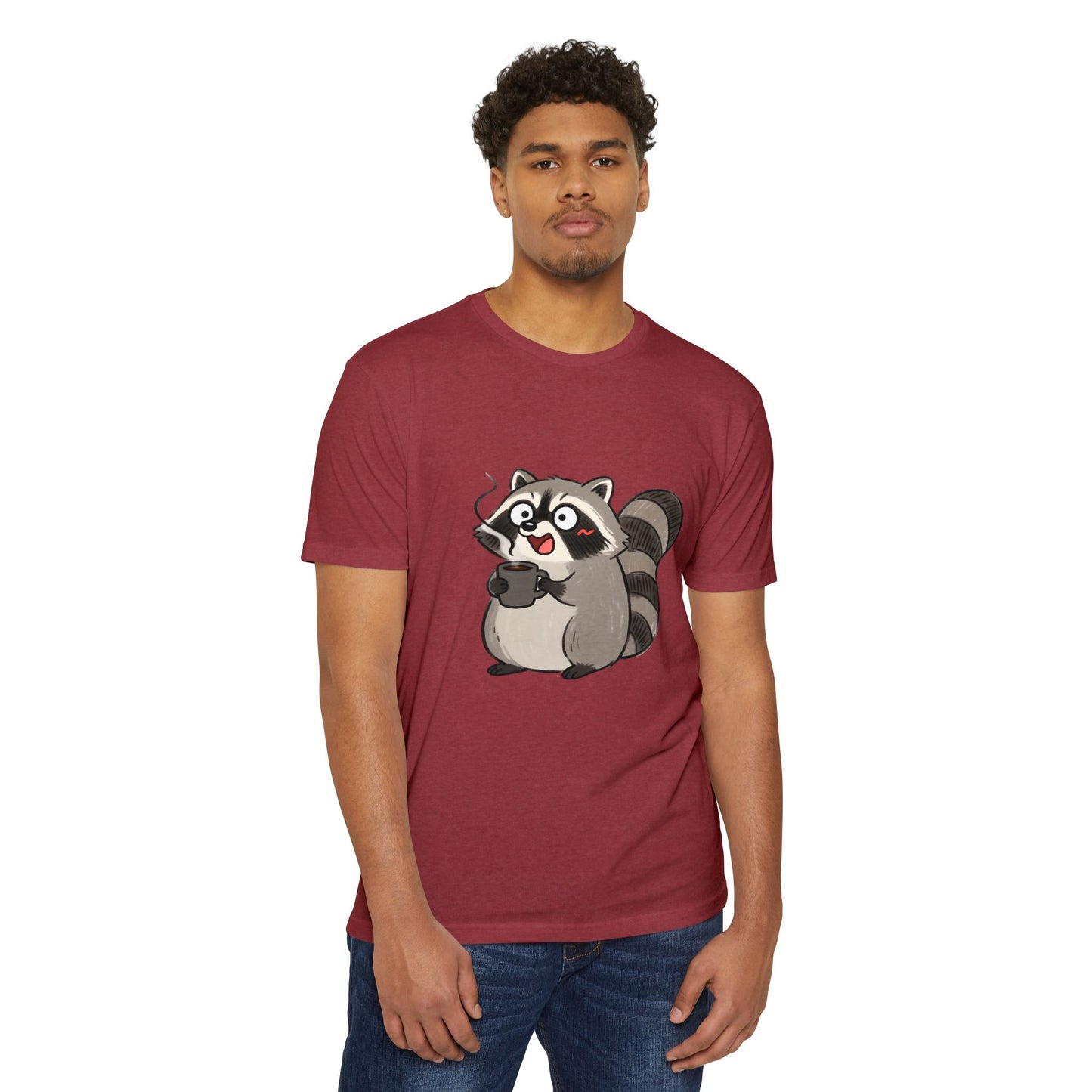 Cute Coffee Raccoon Cartoon T-Shirt — Cute Animal Graphic Tee