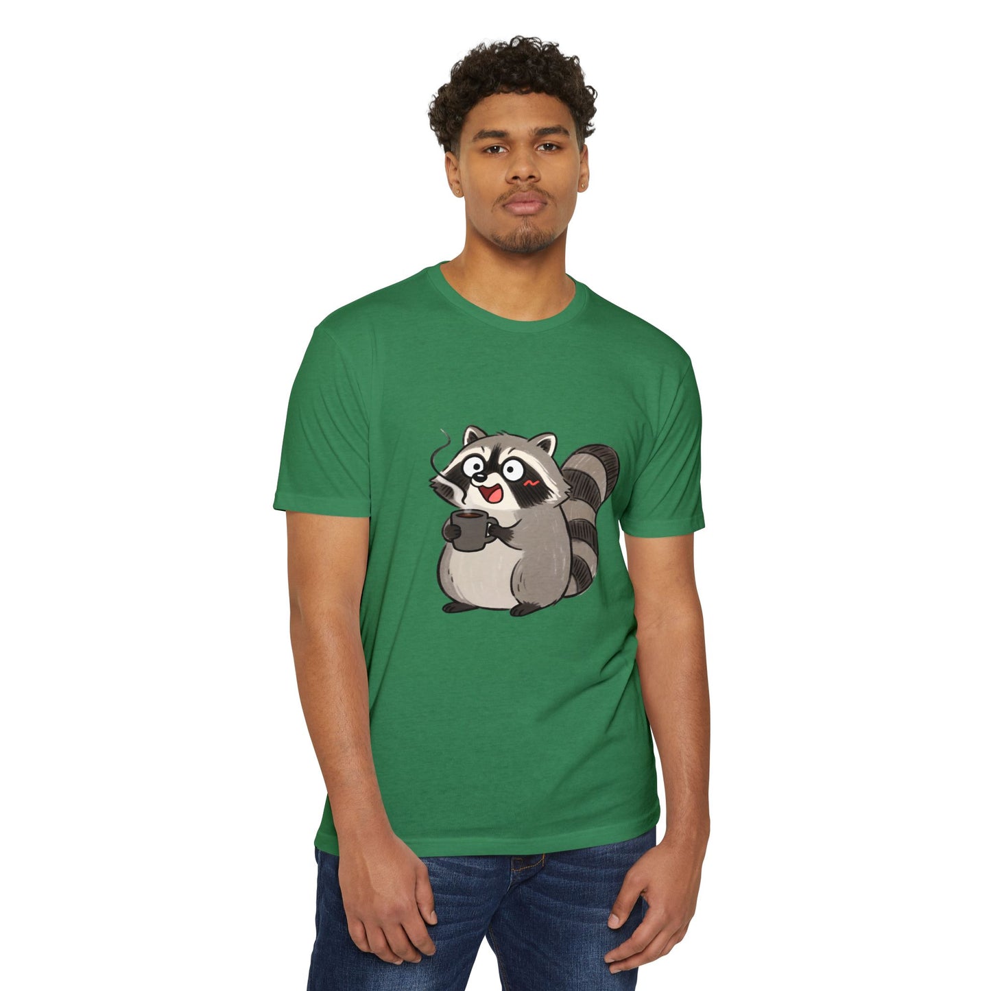 Cute Coffee Raccoon Cartoon T-Shirt — Cute Animal Graphic Tee