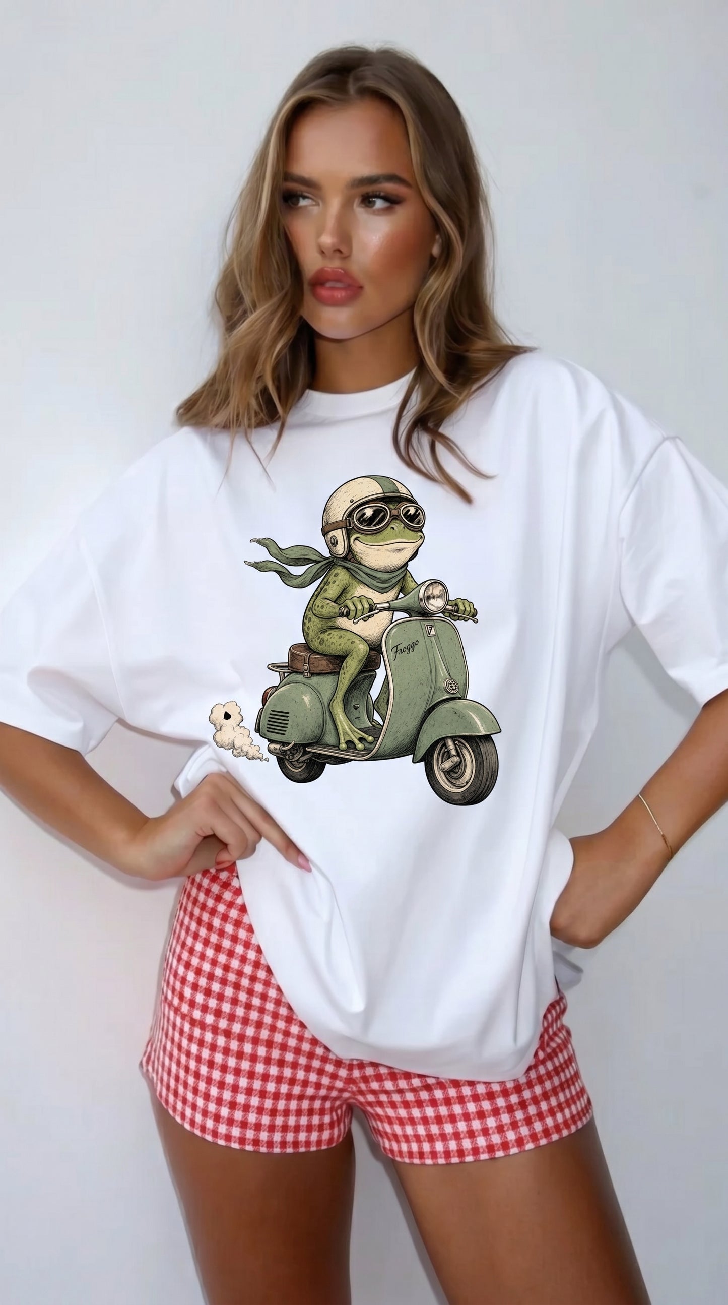 Vintage Scooter Frog T-Shirt — Cute Vespa Riding Frog Graphic Tee