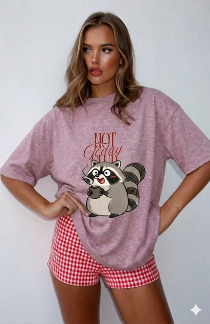 Cute Coffee Raccoon Cartoon T-Shirt — Cute Animal Graphic Tee