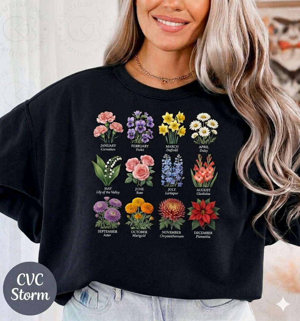Vintage Botanical Flowers Chart T-Shirt — Floral Identification Tee