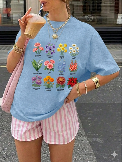 Vintage Botanical Flowers Chart T-Shirt — Floral Identification Tee