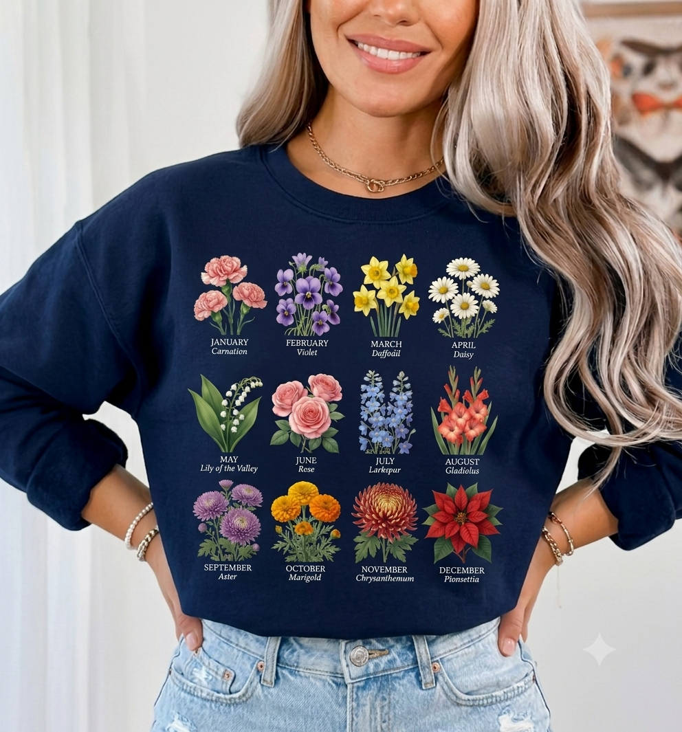 Vintage Botanical Flowers Chart T-Shirt — Floral Identification Tee