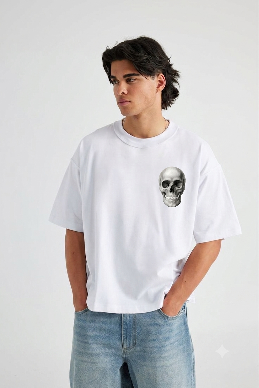 Skull Crest T-Shirt — Gothic Skull Chest & Ornate Back Print