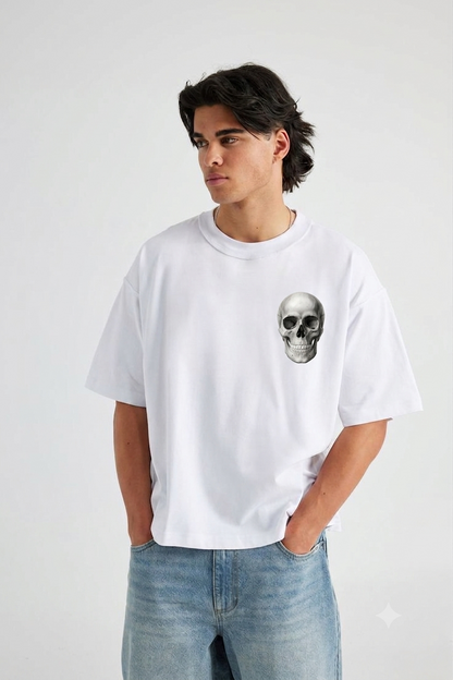 Skull Crest T-Shirt — Gothic Skull Chest & Ornate Back Print