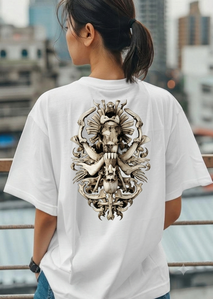 Skull Crest T-Shirt — Gothic Skull Chest & Ornate Back Print