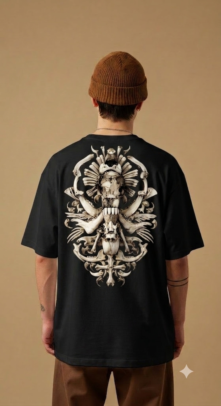 Skull Crest T-Shirt — Gothic Skull Chest & Ornate Back Print