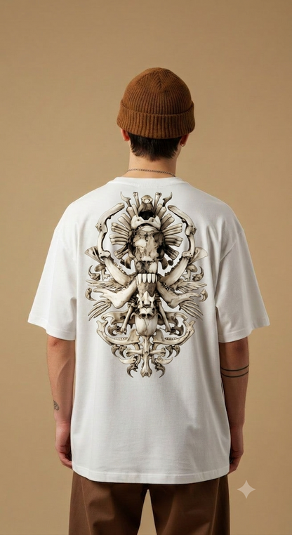 Skull Crest T-Shirt — Gothic Skull Chest & Ornate Back Print