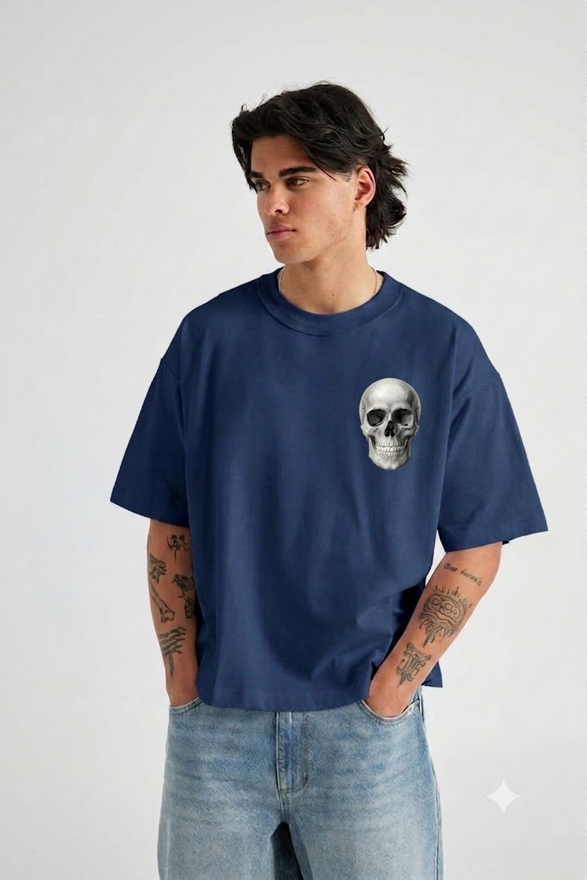 Skull Crest T-Shirt — Gothic Skull Chest & Ornate Back Print