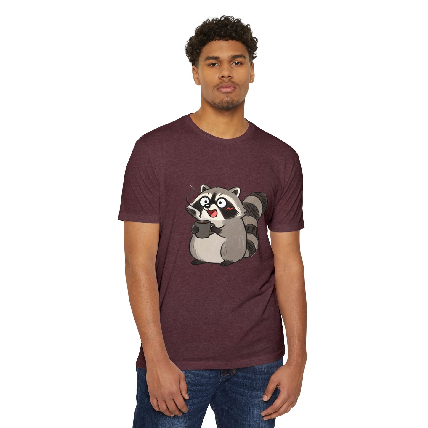 Cute Coffee Raccoon Cartoon T-Shirt — Cute Animal Graphic Tee
