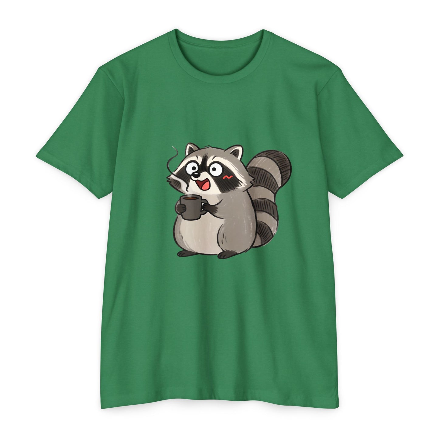 Cute Coffee Raccoon Cartoon T-Shirt — Cute Animal Graphic Tee