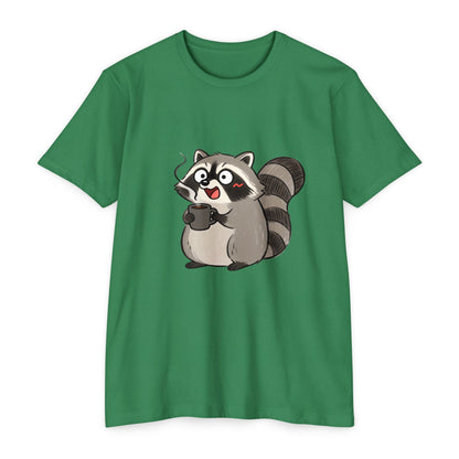Cute Coffee Raccoon Cartoon T-Shirt — Cute Animal Graphic Tee