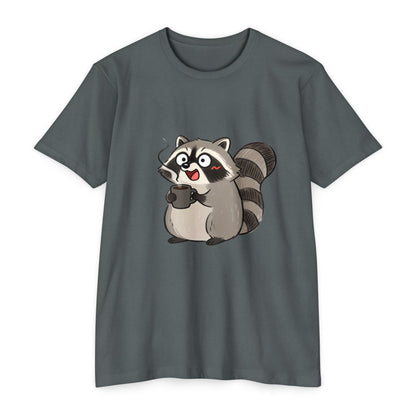 Cute Coffee Raccoon Cartoon T-Shirt — Cute Animal Graphic Tee