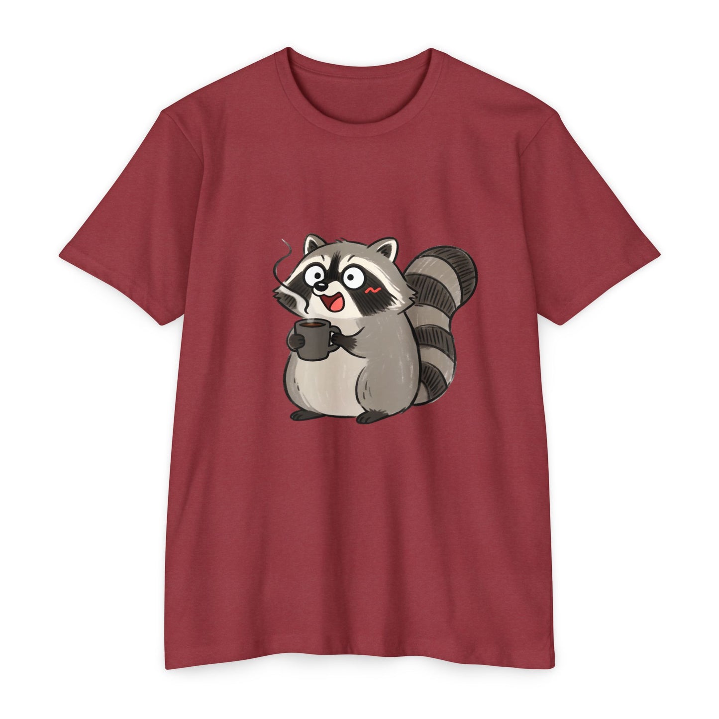 Cute Coffee Raccoon Cartoon T-Shirt — Cute Animal Graphic Tee