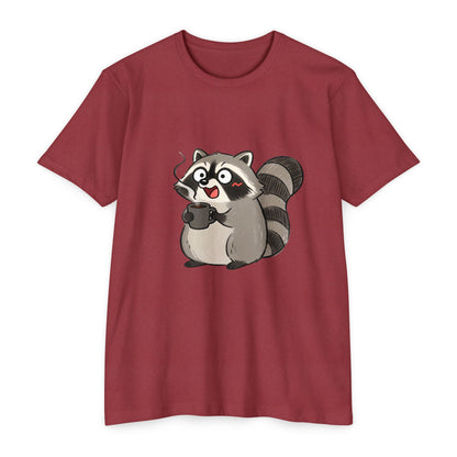 Cute Coffee Raccoon Cartoon T-Shirt — Cute Animal Graphic Tee